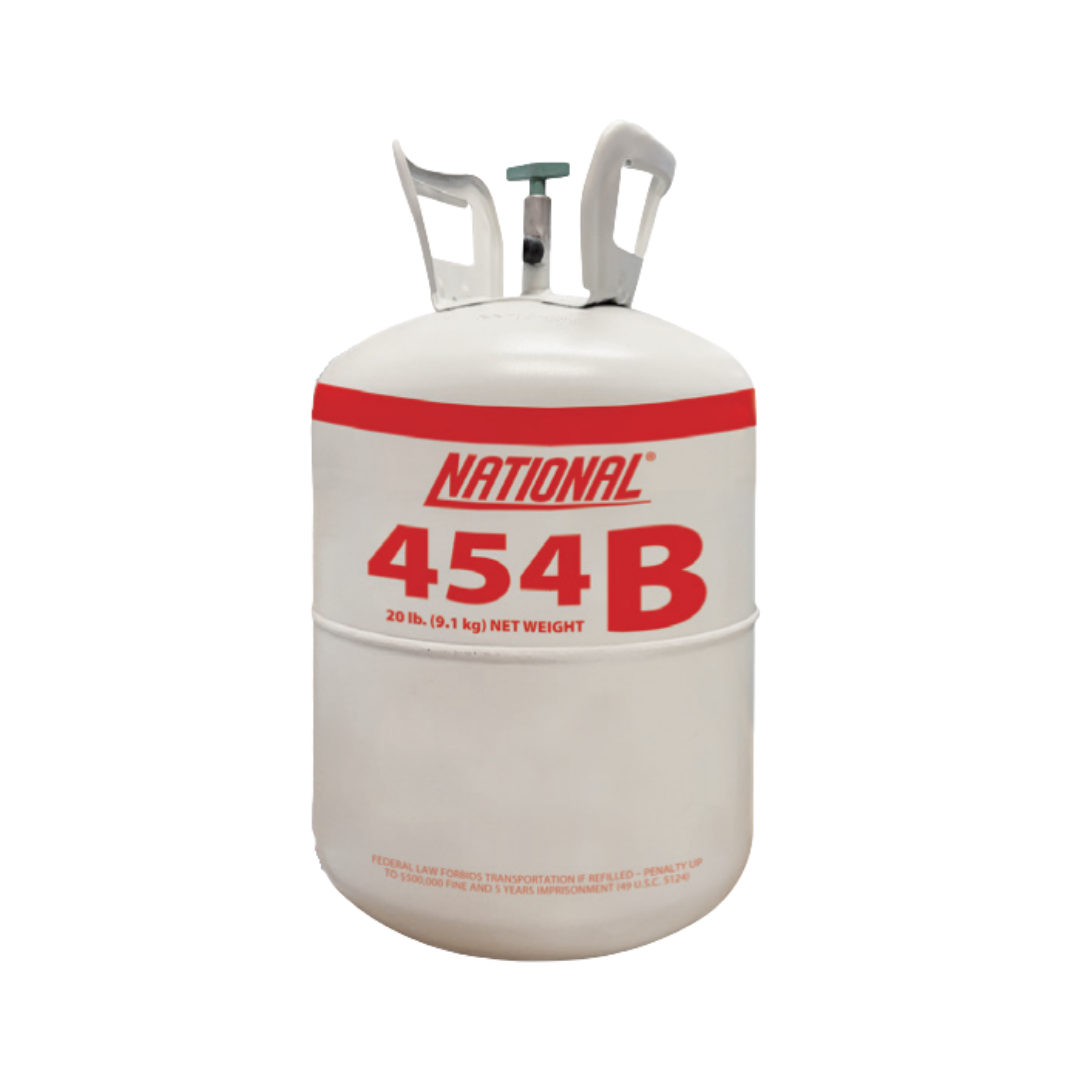A tank of refrigerant is shown. 